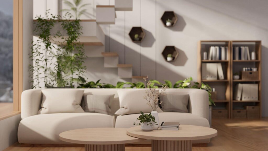 3d interior rendering of living room