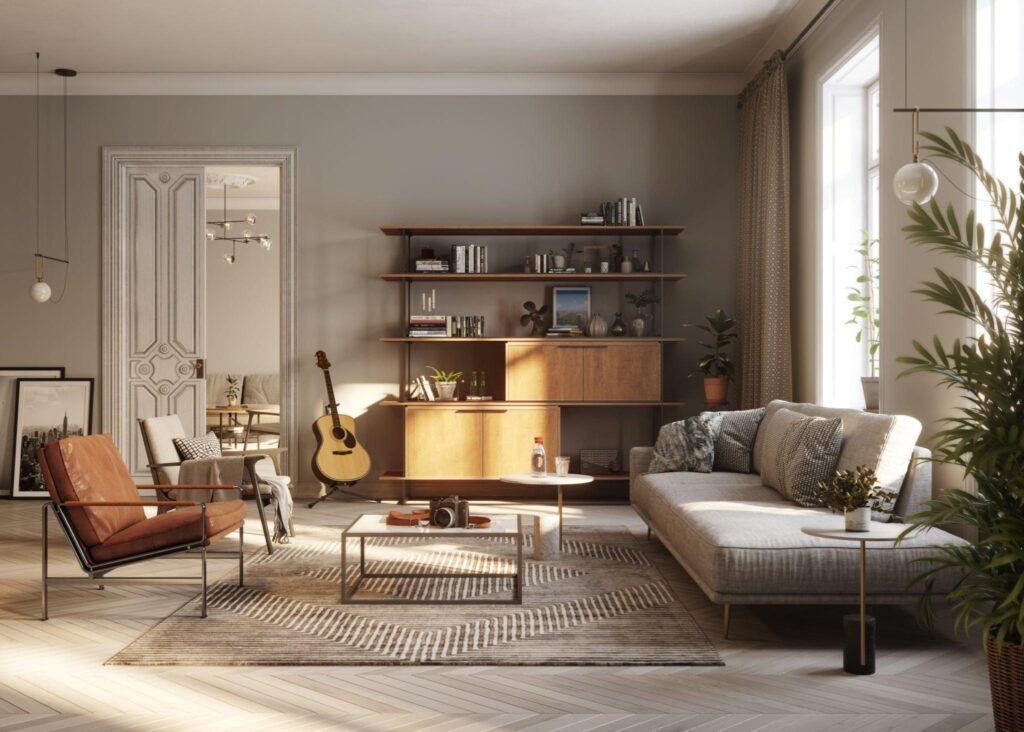 3d interior rendering of living room