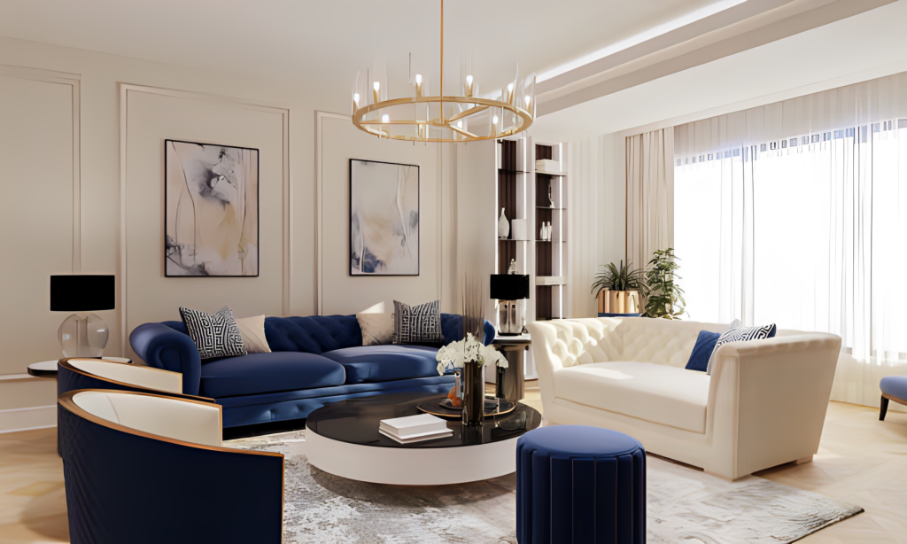 beautiful 3d interior rendering of a living room