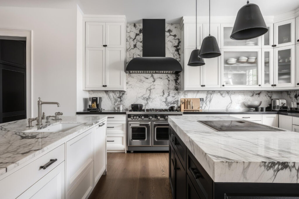 5. Black and White Kitchen