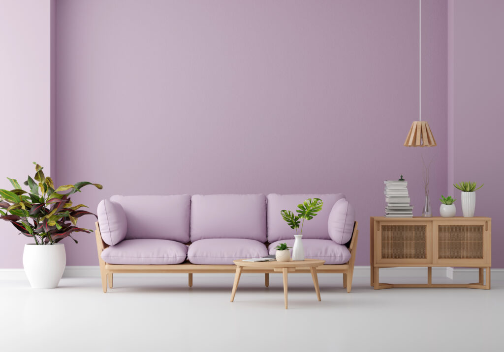 sofa purple living room with copy space